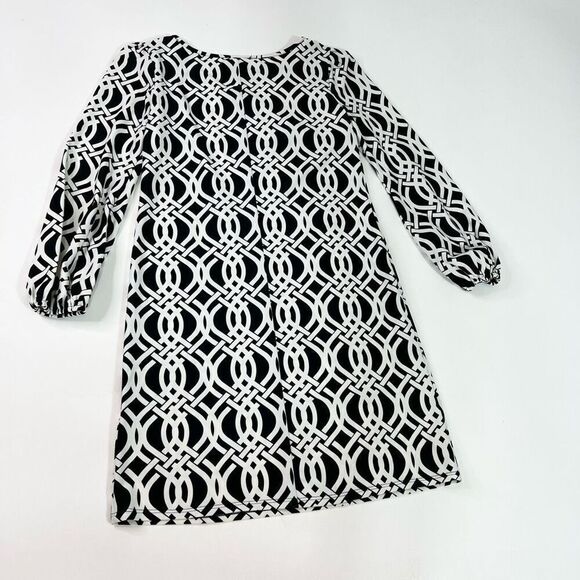 Jude Connally Shift Dress Womens XS Black White Trellis Elastic preppy mature - Picture 9 of 11